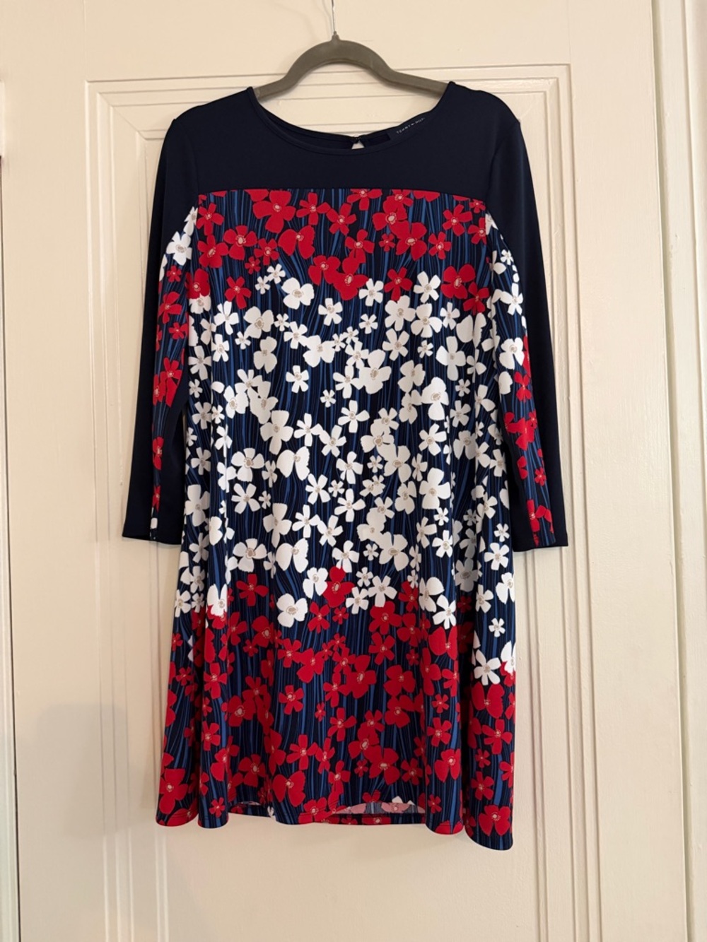 Tommy Hilfiger Navy Blue, Red, and White Floral Dress
